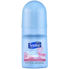 Suave roll-on front packaging showing powder fresh scent and 24h protection