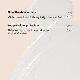 Close-up texture of Suave roll-on liquid highlighting quick-dry finish