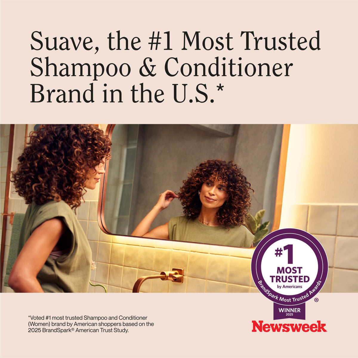 After-use hair results showing smooth, soft hair from Suave conditioner benefit
