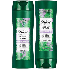 Suave rosemary and mint front packaging showing 12.6 oz bottles and benefits