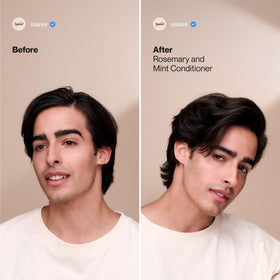 Person applying Suave conditioner in shower for detangling and softness benefit
