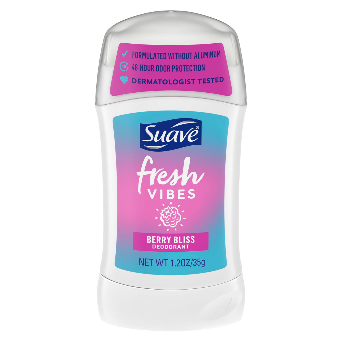 Size comparison of Suave stick in hand demonstrating travel-friendly convenience