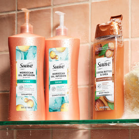 Suave after photo smooth glossy hair showing shine and frizz control benefit
