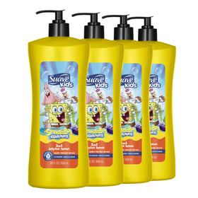 Suave Kids SpongeBob front pump bottle showing label and easy dispensing benefit