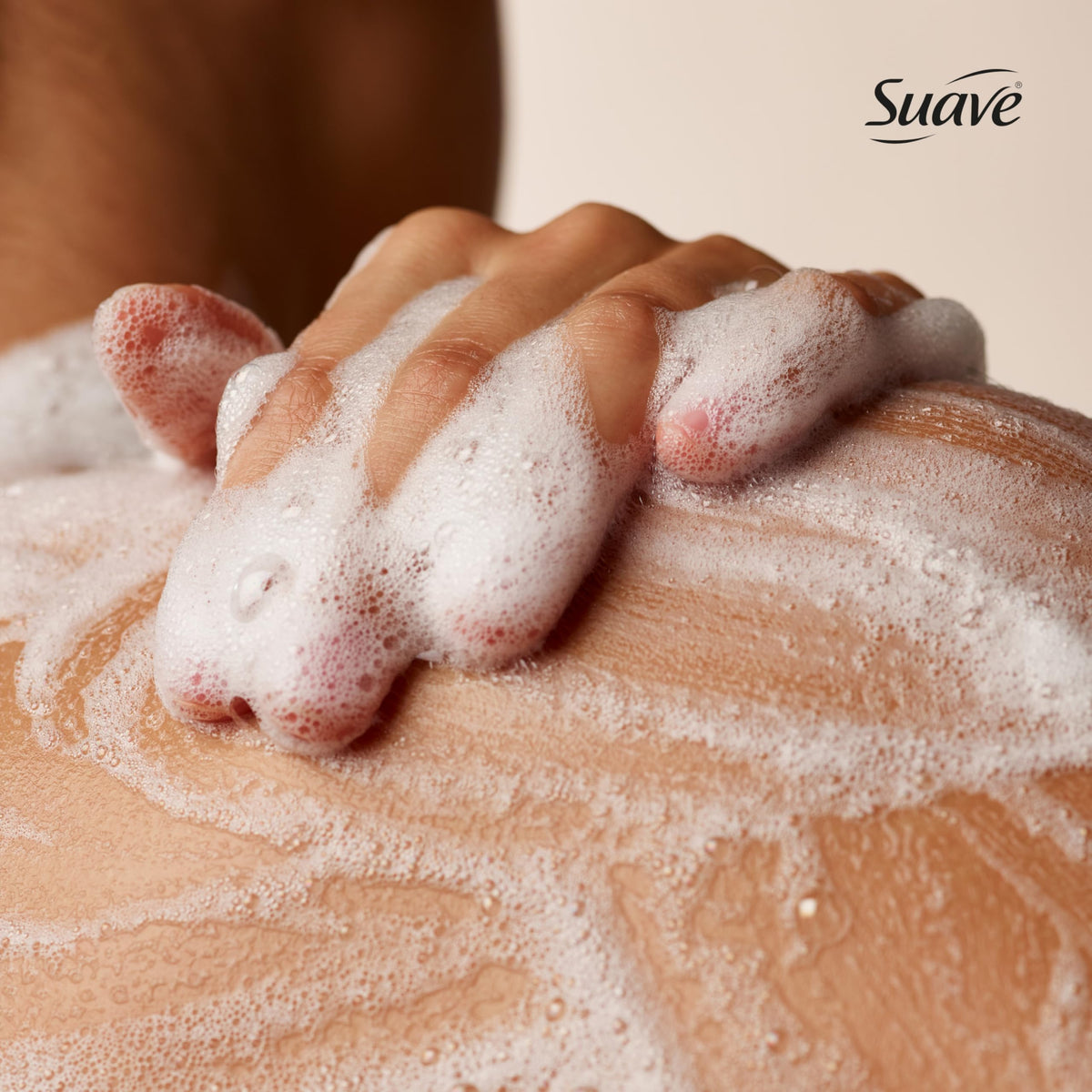 Suave strawberry delight creamy texture close-up showing rich lather and moisturizing feel