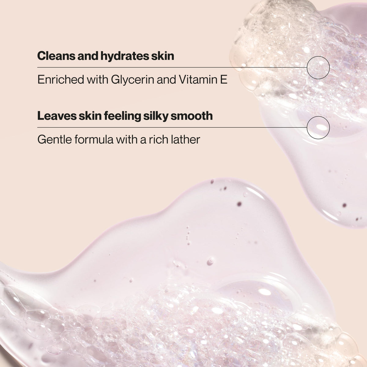 Creamy foam texture from Suave body wash showing gentle lather benefit