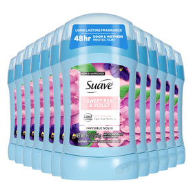 Suave Sweet Pea & Violet front packaging shows product and scent, offering reliable protection
