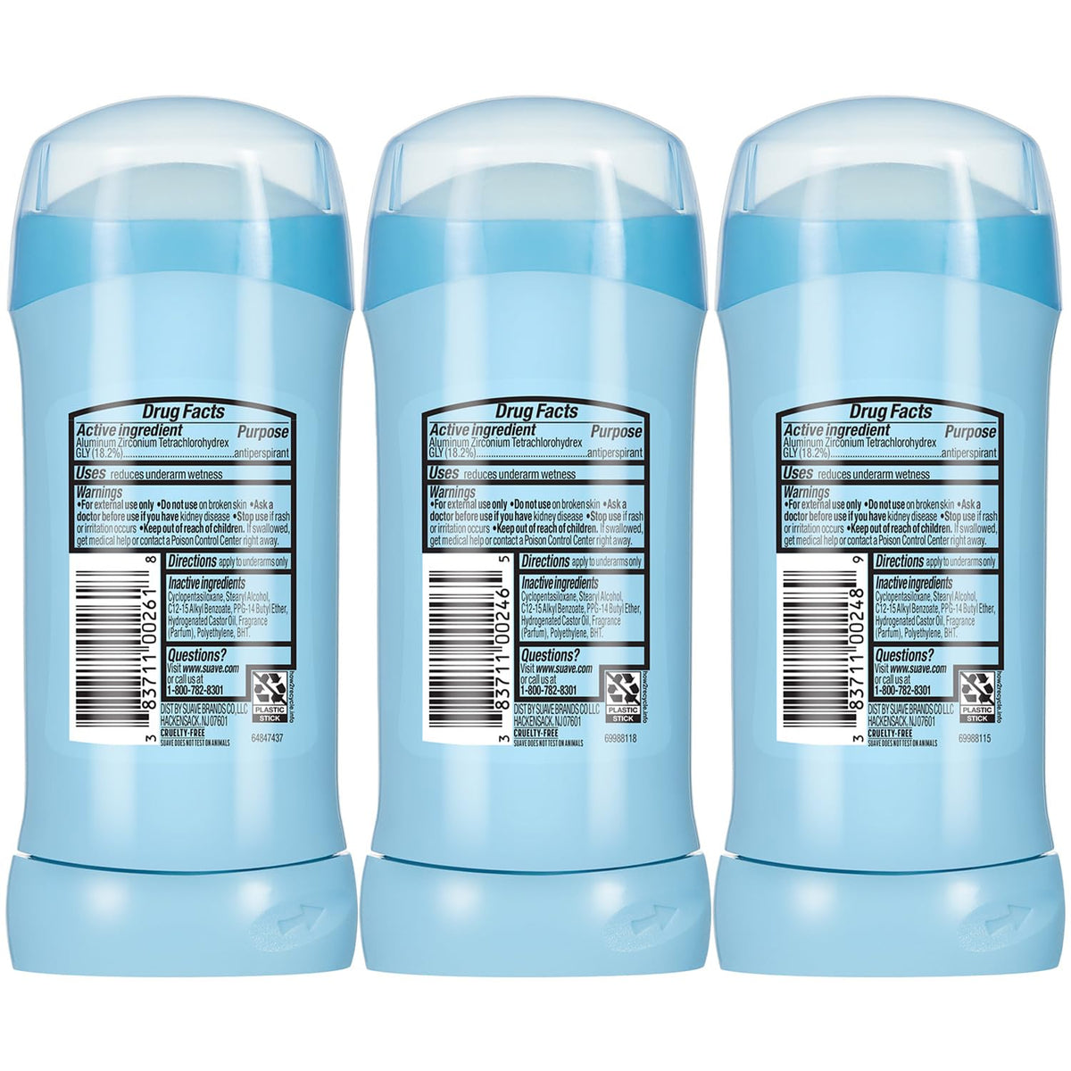 Suave stick beside travel bag suggesting portability and on-the-go freshness