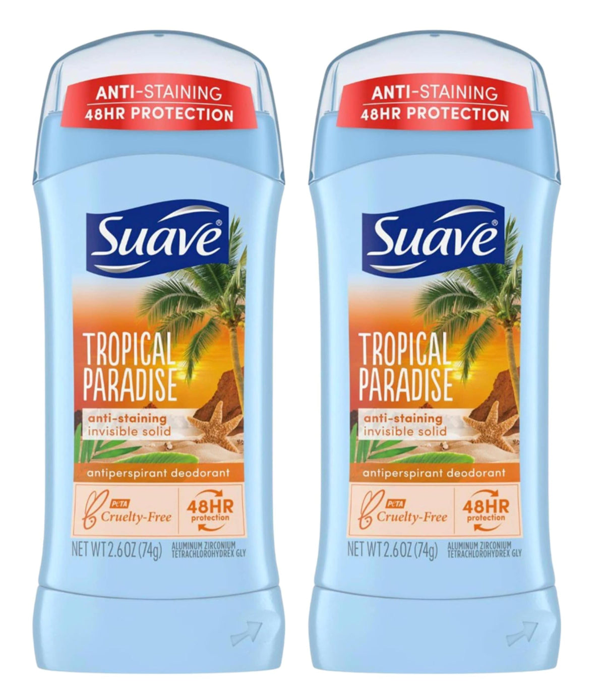 Suave Tropic Paradise beside travel items highlighting convenience benefit