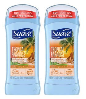 Suave Tropic Paradise beside travel items highlighting convenience benefit