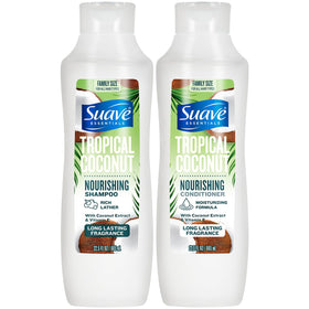 Suave bottle front packaging showing product and tropical scent benefits