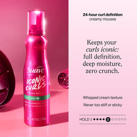 Suave whipped mousse dispensed in palm for easy application benefit