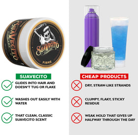 Suavecito product on hands ready to apply for smooth styling benefit