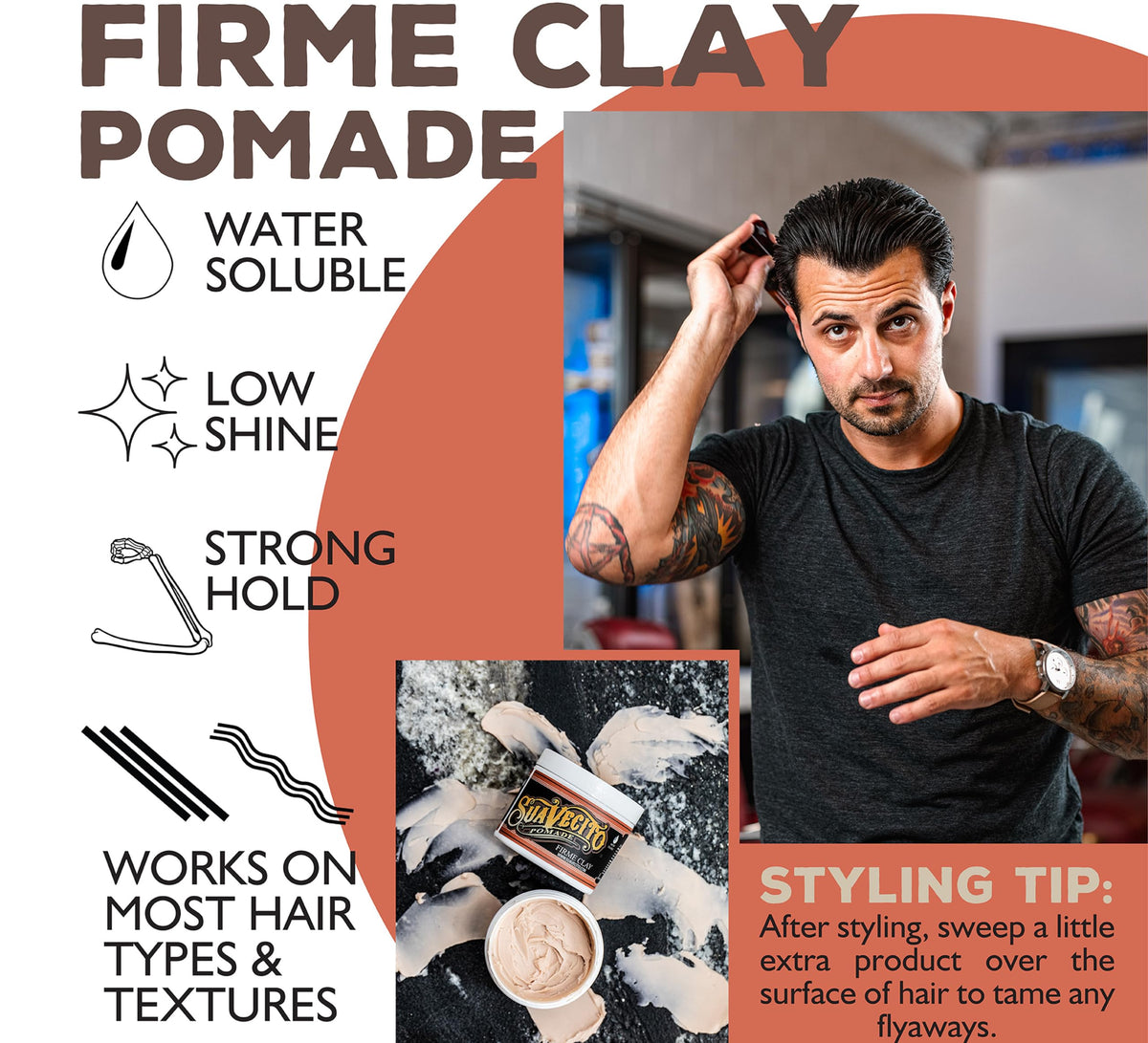 Suavecito styling in hair adding volume and natural definition