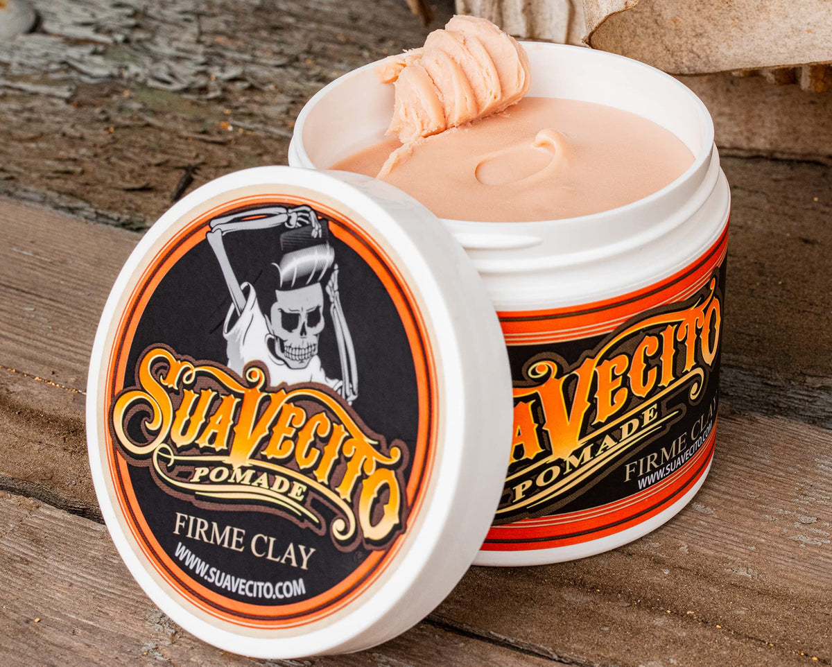 Model with styled hair using Suavecito showing added volume and defined texture