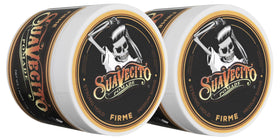 Suavecito Firme front tin showing packaging and strong-hold benefit