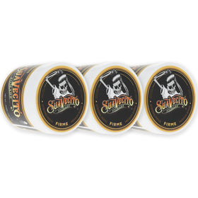 Suavecito front tin showing branding and strong hold benefits