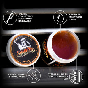 Suavecito open tin showing creamy texture for easy application