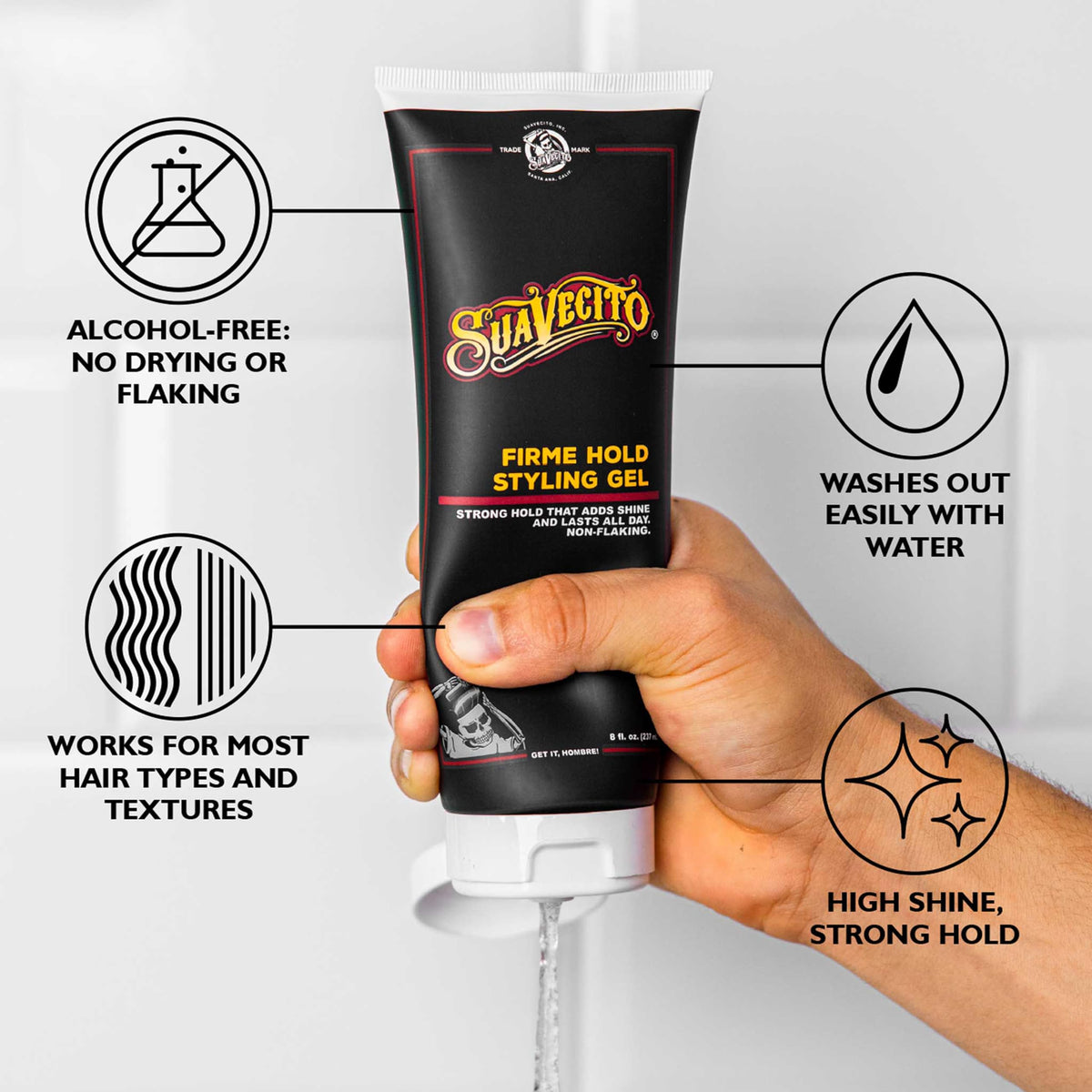 Suavecito gel texture in open jar highlighting smooth high shine