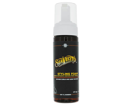 Suavecito front packaging showing mousse bottle and defined curl benefit