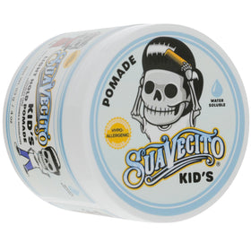 Ingredient label close-up on Suavecito jar highlighting hypoallergenic formula
