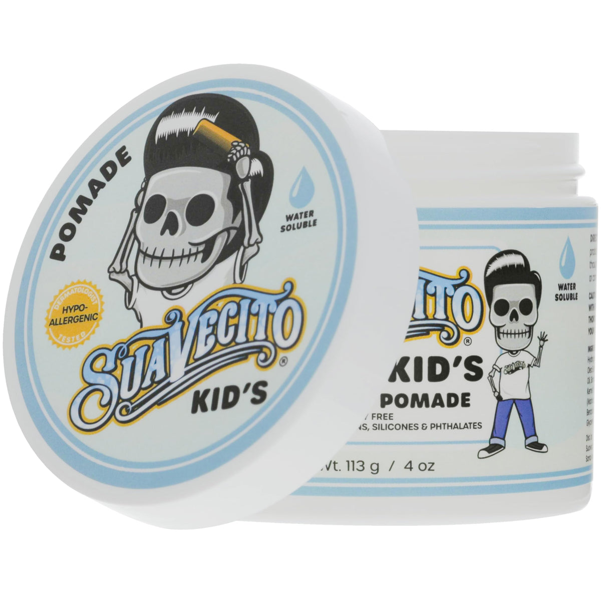 4 oz Suavecito jar next to common objects showing compact travel-friendly size