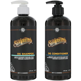 Suavecito front packaging showing 16 oz pump bottles and product clarity benefit