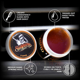Suavecito open jar showing creamy texture for easy application benefit