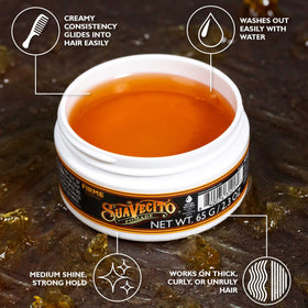 Suavecito open tub texture showing creamy consistency and easy application