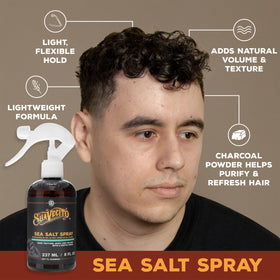 Suavecito ingredients shot with charcoal and sea salt for scalp refresh