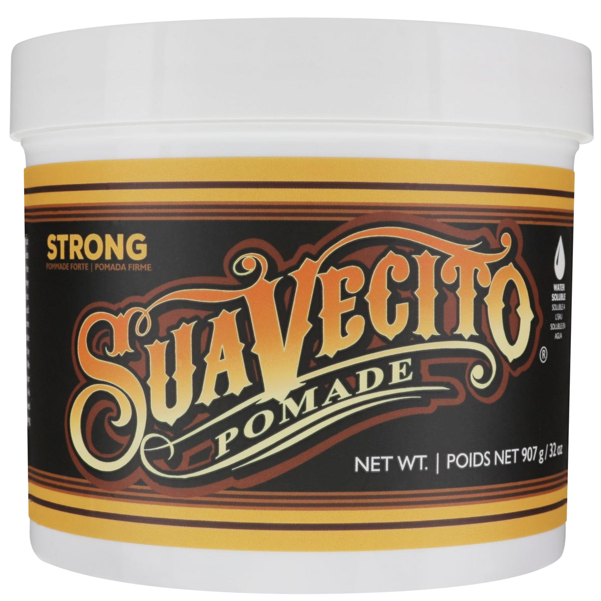 Suavecito front tub showing logo and strong-hold tub for clear identification