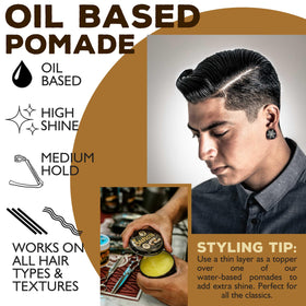 Suavecito open tin showing glossy product surface and workable hold benefit