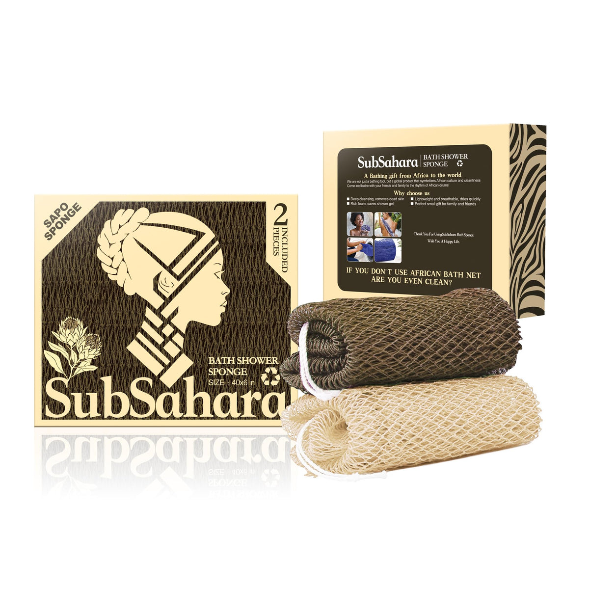 SubSahara front view of linen and brown two-pack showing durable design and natural tones