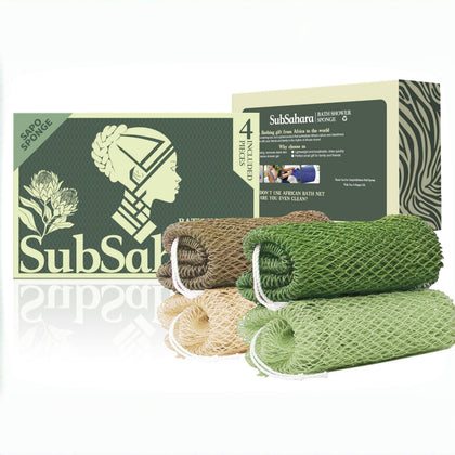 SubSahara front packaging showing four colorful sponges and clear labeling benefit: family set