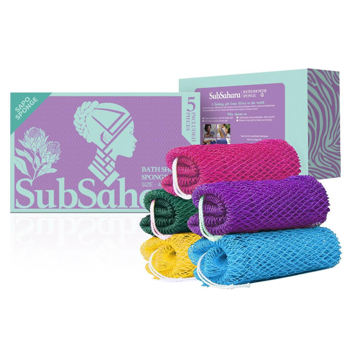 SubSahara front packaging showing five sponges and product benefits