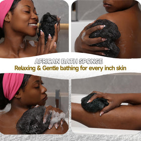 SubSahara sponge in hand creating rich lather for improved cleansing benefit