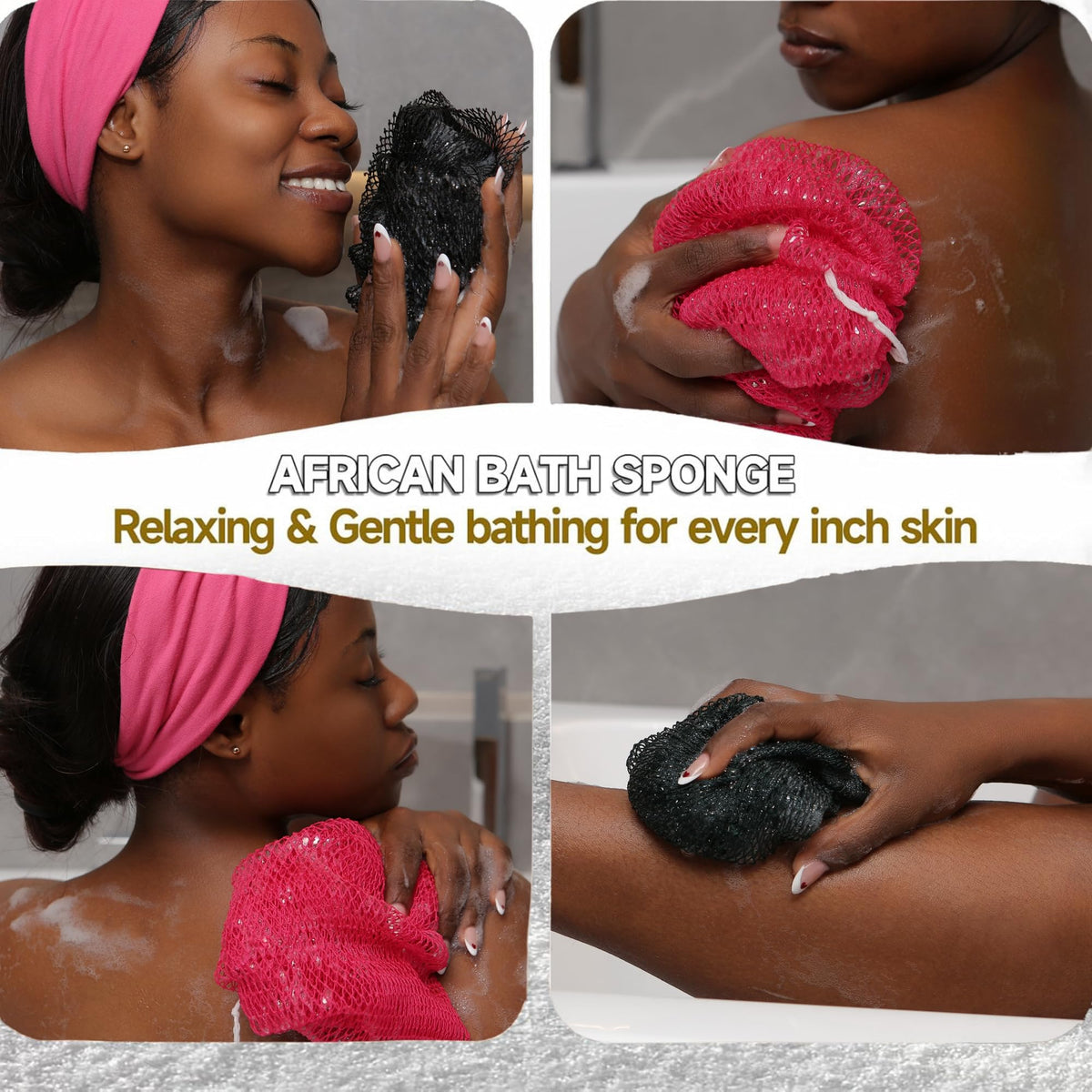 SubSahara sponge in use on back reaching hard-to-clean areas effectively
