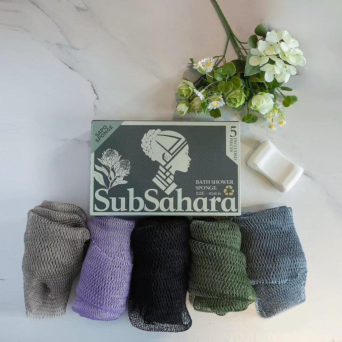 SubSahara sponge in a laundry bag ready for machine wash showing easy-care benefit