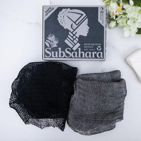 SubSahara sponge beside pouch showing compact size for easy travel benefit