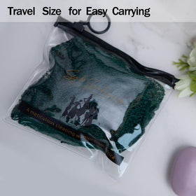 SubSahara sponge next to toiletries showing scale and travel convenience