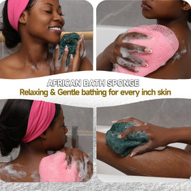 SubSahara stretched across back demonstrating reach and easy cleansing benefit