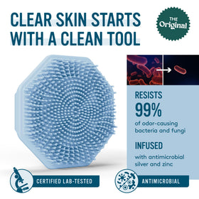 Sud Scrub close-up of soft silicone bristles showing gentle exfoliation benefit