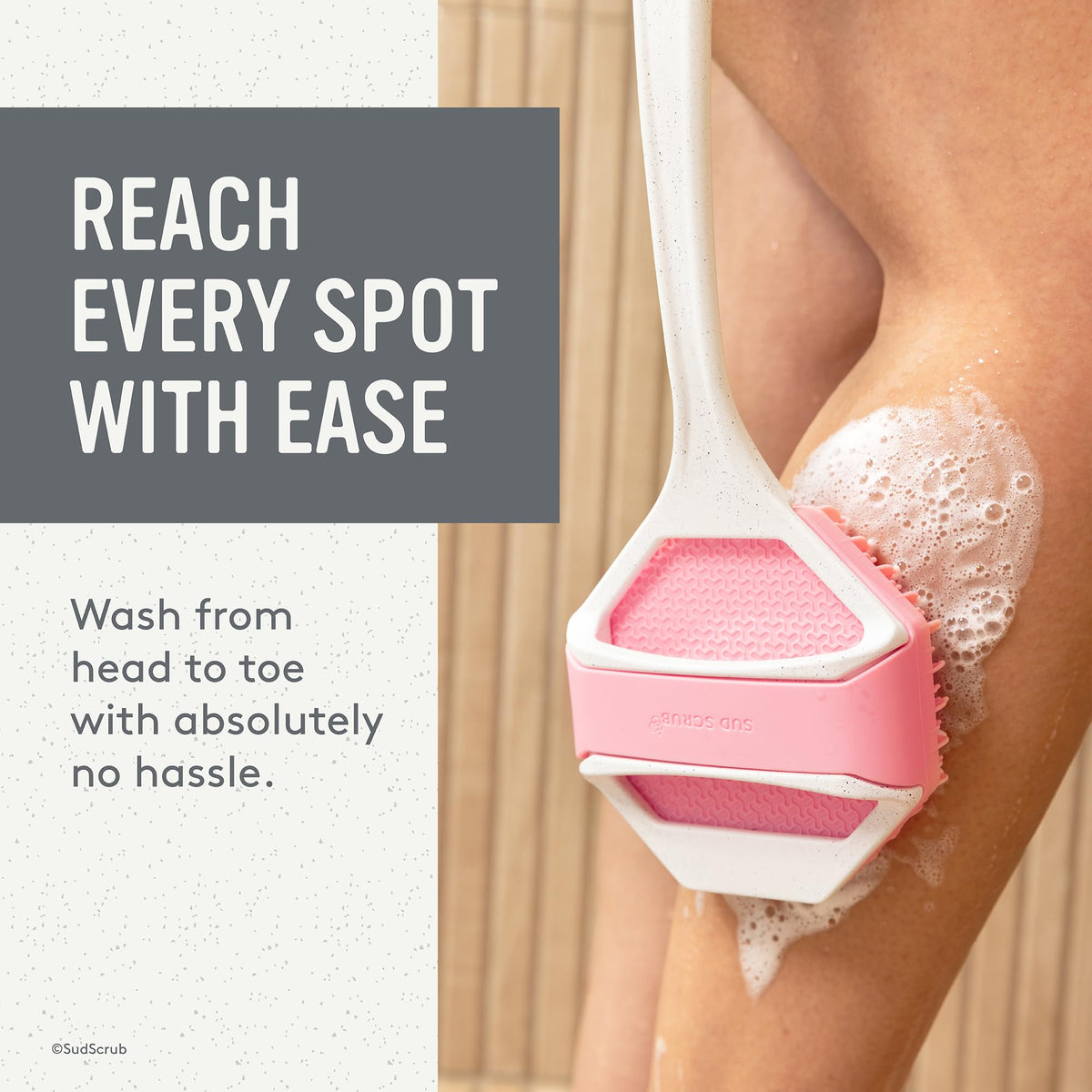 Sud Scrub grip close-up highlighting non-slip texture and comfortable hold