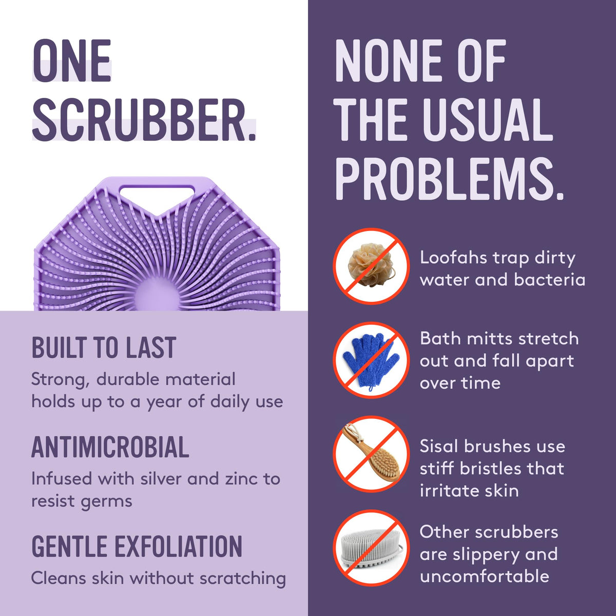 Sud Scrub held in hand to show size and comfortable ergonomic fit