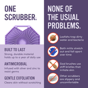 Sud Scrub held in hand to show size and comfortable ergonomic fit