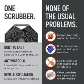 Sud Scrub held in wet hand during shower showing stable grip and easy handling