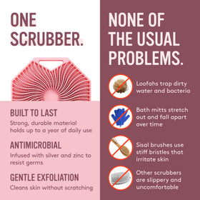 Sud Scrub in use showing lathering and easy cleansing with reduced irritation