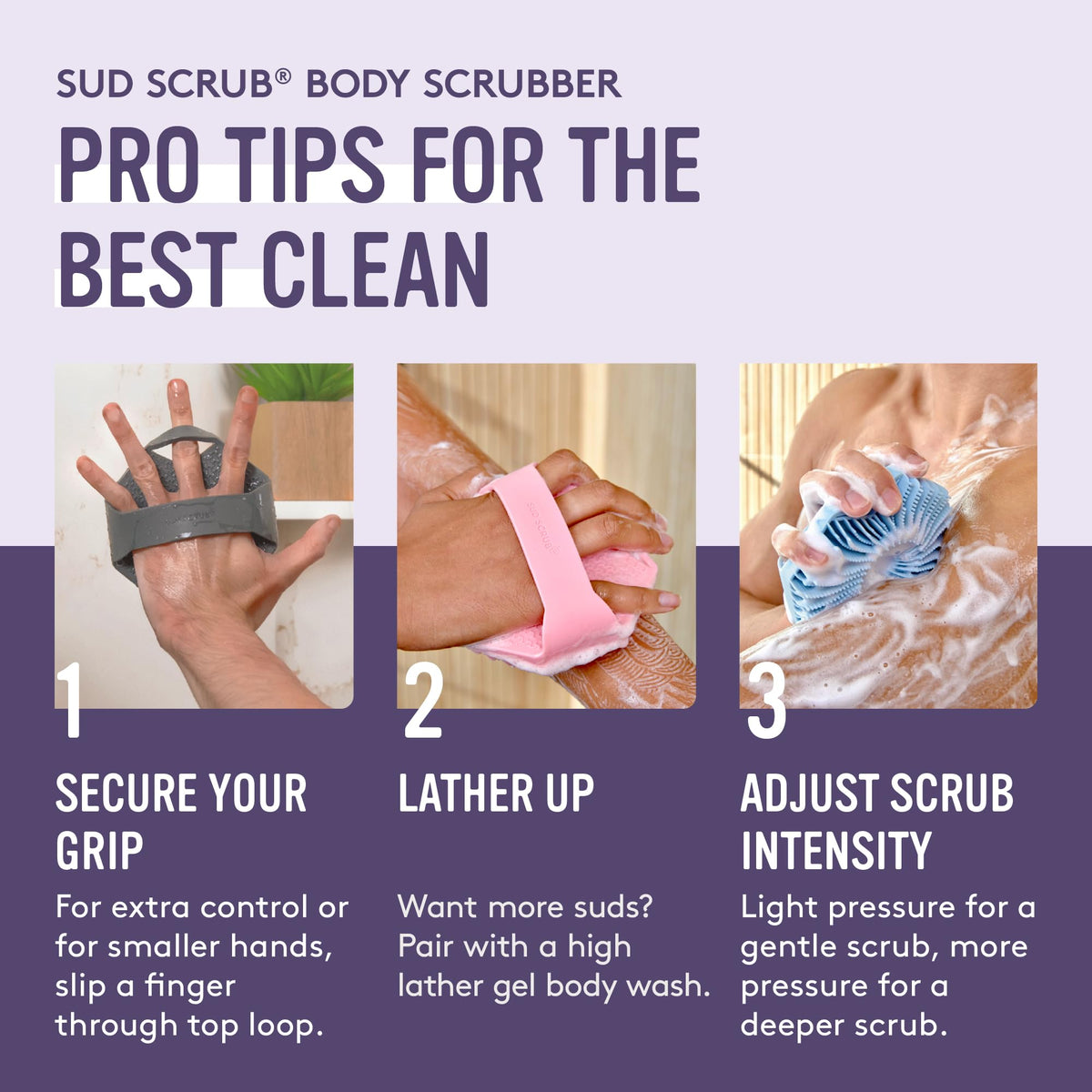 Sud Scrub on bathroom shelf in a lifestyle scene suggesting everyday shower use