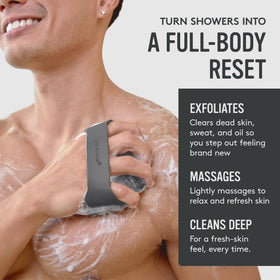 Sud Scrub next to soap bar showing compact size and travel-friendly scale