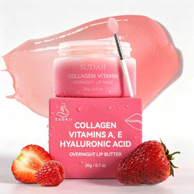 SUDAJI front jar showing label and strawberry scent, highlights easy nightly use